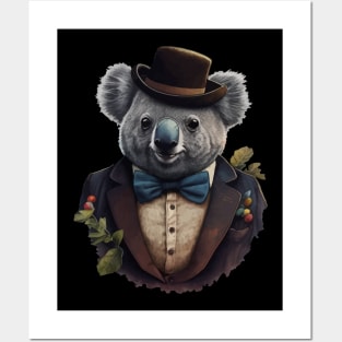 Koala with top hat Posters and Art